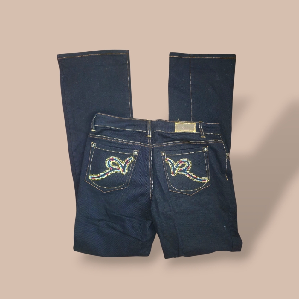 Dark Blue Jeans with Embroidered PocketVintage Rocawear Y2K Jeanss